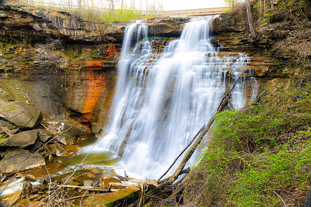 istock Brandywine Falls Aerial View Scenic Waterfall in Ohio 2214150605