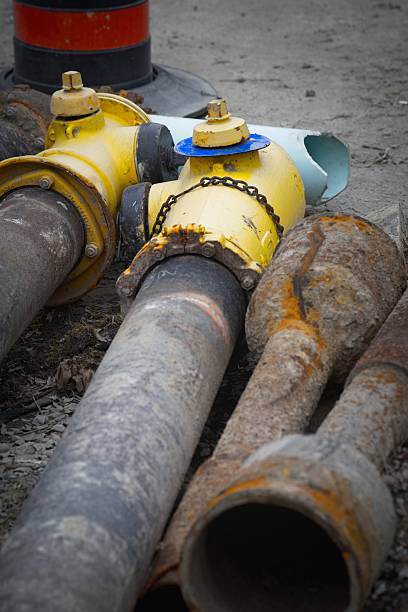 istock Industrial Pipes and Valves on Construction Site 2214156914