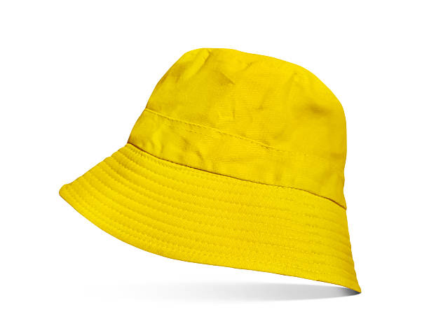 istock One Yellow bucket hat isolated on white background. 2214158605