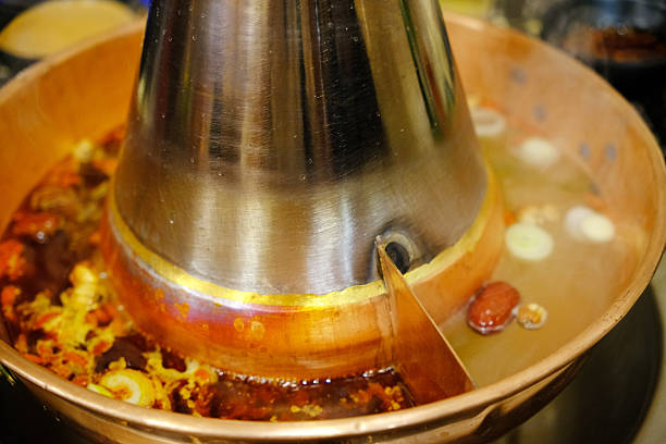 istock traditional Chinese copper hotpot with steam 2214159500