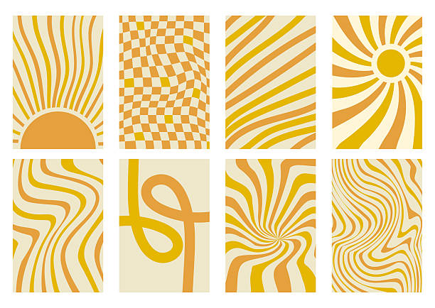 Retro Summer Backgrounds Set. Sunny Abstract Backdrop Collection.