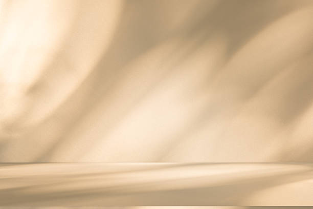 istock Studio style background wall decoration presentation uses white and beige tones. with shadows cast from a nearby window, concept creating a decorative 2214162318