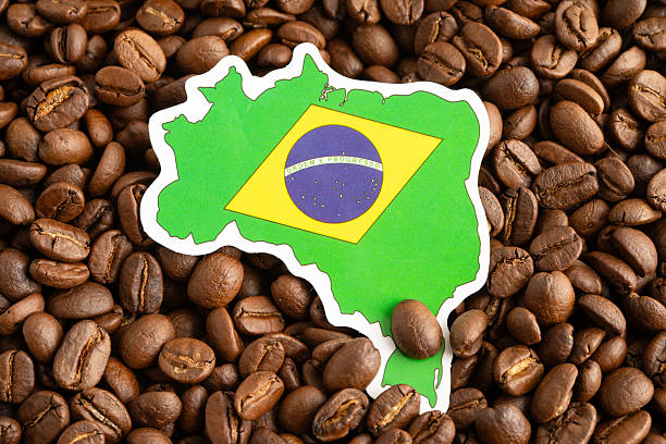 istock Brazil flag on coffee bean, import export trade online commerce. 2214166442