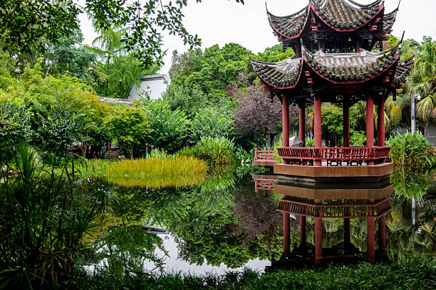 Chinese pavilion built on water