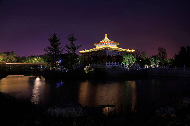 Watchtower of Forbidden City in Beijing  at night