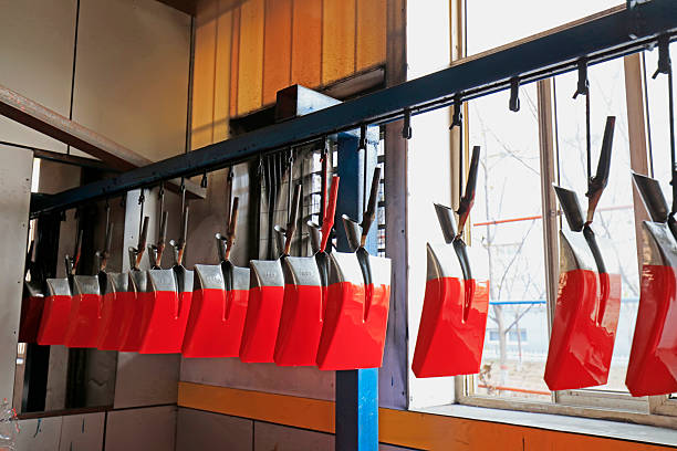 istock Steel spade spray paint production line 2214180663