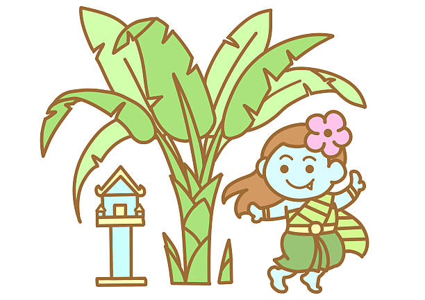 Banana tree ghost and Spirit house. Banana tree ghost and Spirit house for Clip art. nursery rhyme clip art stock illustrations