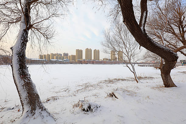 istock urban architectural landscape in the snow, china 2214184298