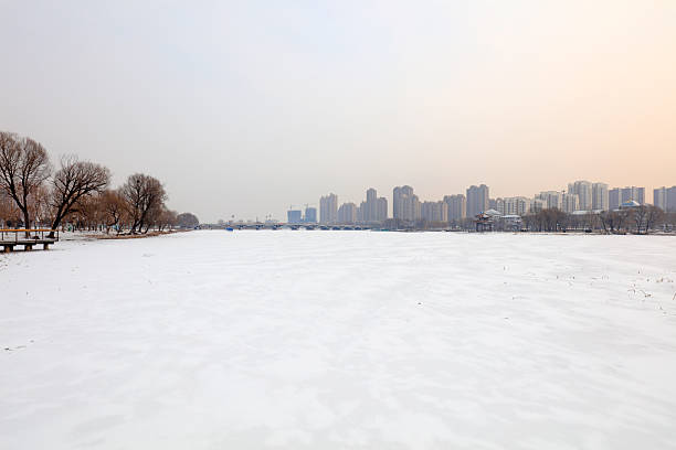 Urban buildings in the snow, China