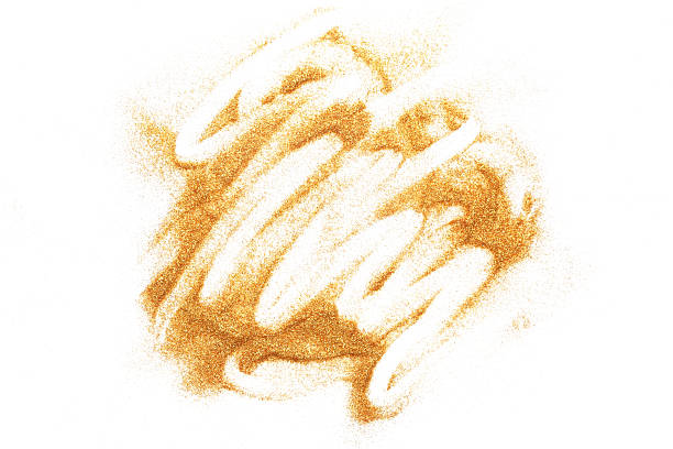 istock Shiny golden glitter isolated on white, top view 2214186122