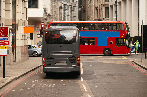 istock Coach and city buses in London 2214187630