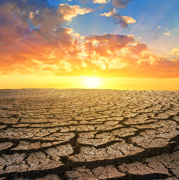 istock dry cracked earth at the dramatic sunset 2214189258
