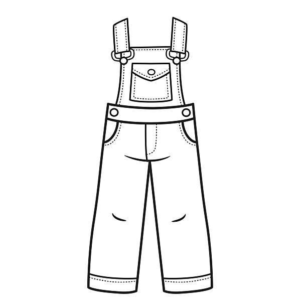 istock Denim jumpsuit for boy outline for coloring on a white background 2214198897