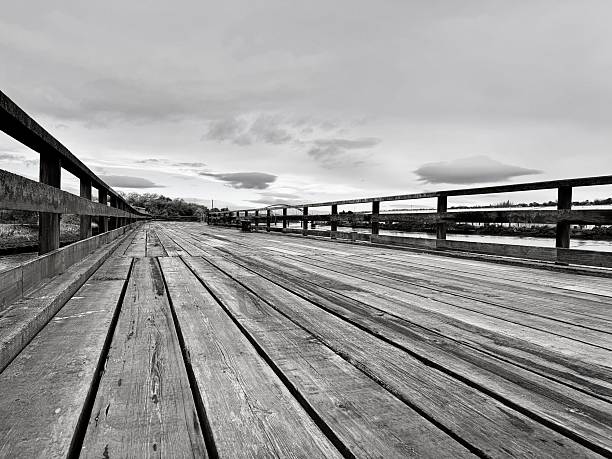 An empty wooden pier on the River Tyne