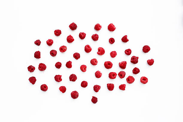 Fresh raspberry on white background.