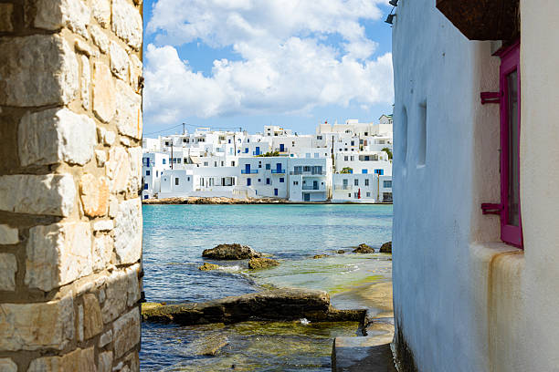 Architecture in Naousa town, Paros island, Cyclades, Greece.