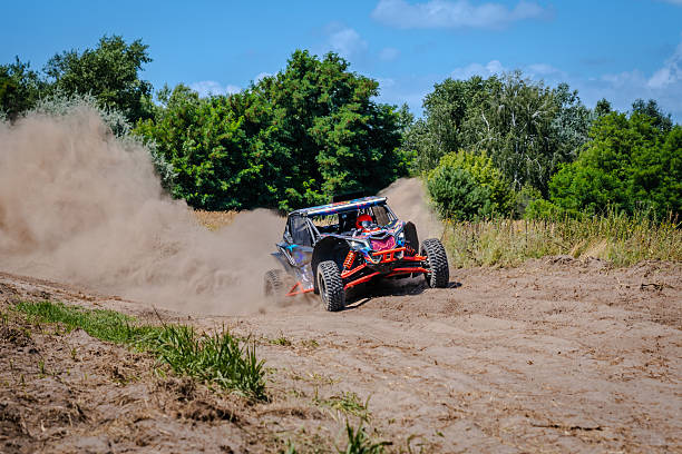 istock Cool view on ATV, UTV or 4x4 on sandy terrain 2214212589
