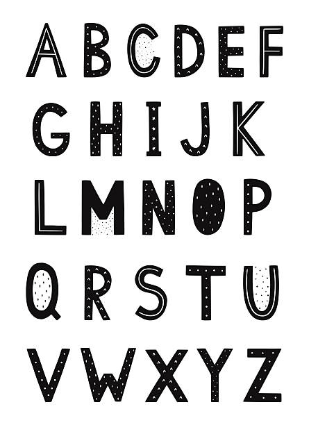istock Hand-drawn English alphabet. Uppercase black letters 2214221050