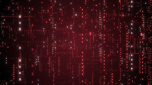 istock Digital futuristic red background presenting concept of hacked data in unsecured network 2214224068