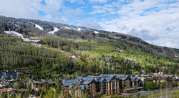istock Late May in Vail Colorado. Ski runs and town. 2214225725