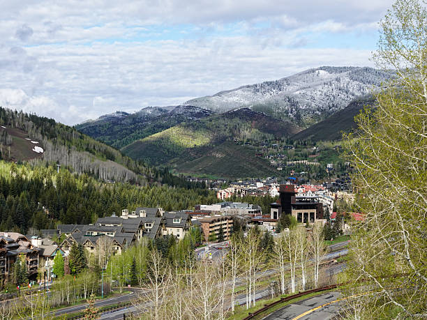 istock Late May in Vail Colorado. Ski runs and town. 2214225728