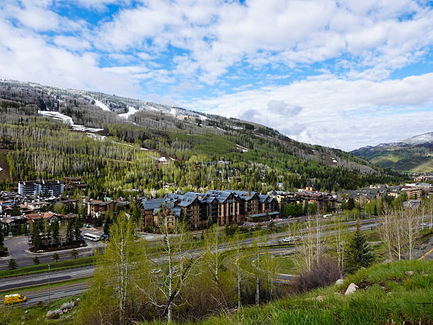 istock Late May in Vail Colorado. Ski runs and town. 2214225867