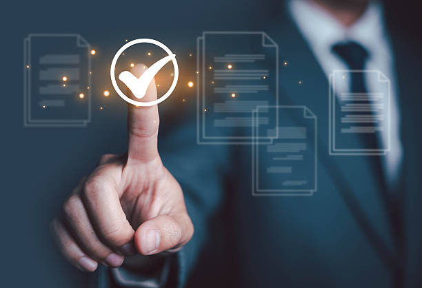 istock The technology business quality audit checklist uses an online concept with a document format and a controllable safety survey. 2214229451