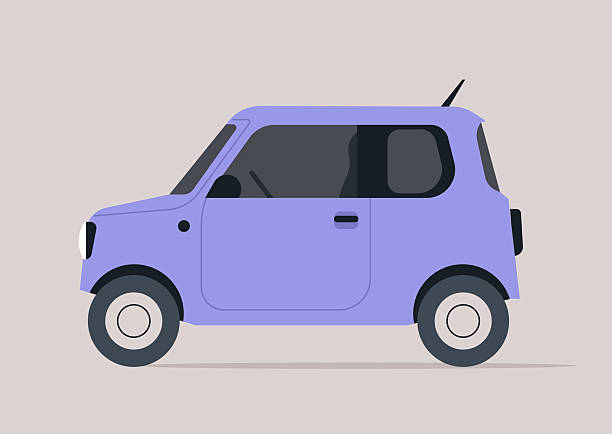 Bright and cheerful, this Kei car displays its distinct silhouette against a soft backdrop, capturing the essence of compact and efficient urban automotive design with a modern twist