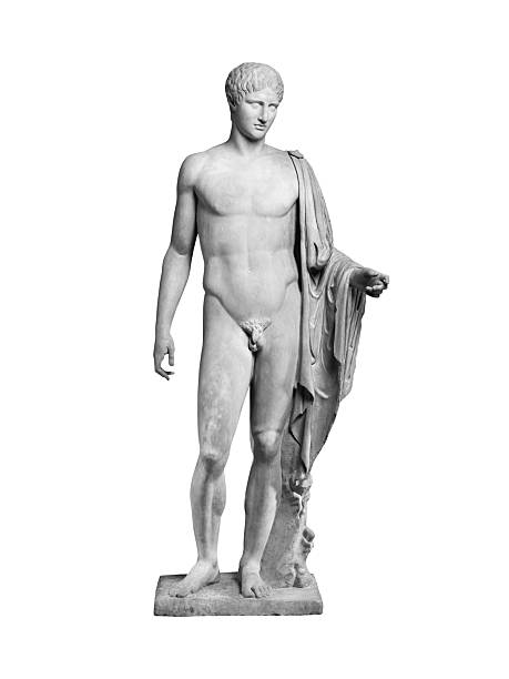 istock Ancient classical roman marble statue of Hermes 2214249563