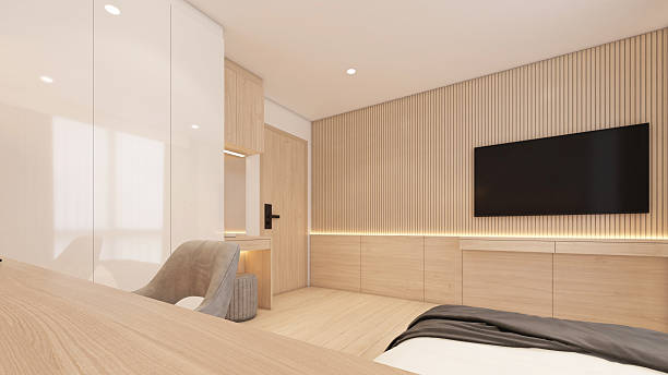 istock Modern minimalist style bedroom 2214250571
