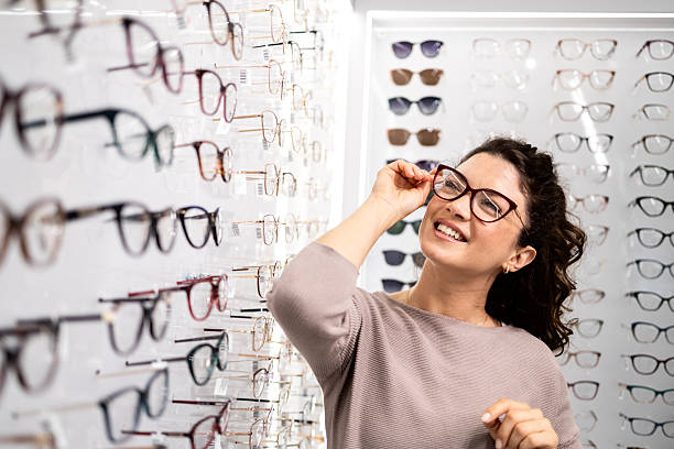 istock Trying on fashionable eyeglasses. 2214251826