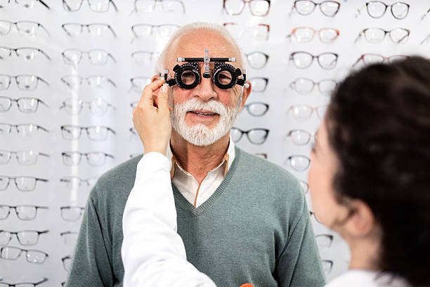 istock Senior man checking eye diopter and testing eyesight. 2214251858