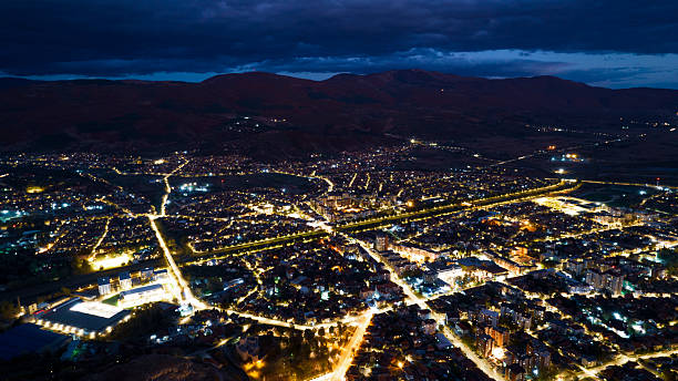 istock Cityscape of Pirot at night 2214255489