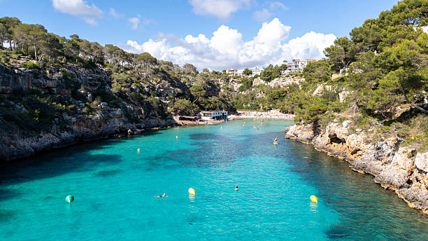 Sea bay near the village of Cala en Porter on the Spanish island of Menorca.