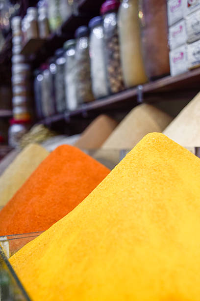 istock Powdered spices like curry and turmeric displayed in bazaar market in Marrakesh 2214257852