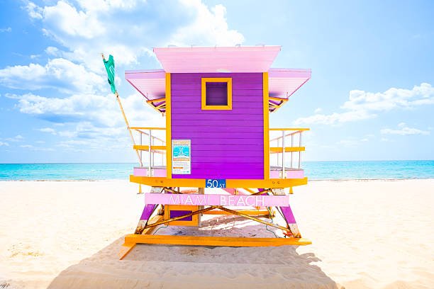 istock Colorful Lifeguard Tower on Miami Beach, Florida 2214257947