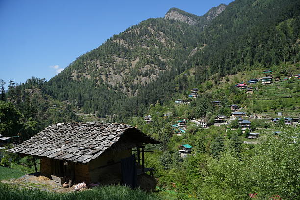 istock Stone-roofed houses in mountainous areas 2214264130