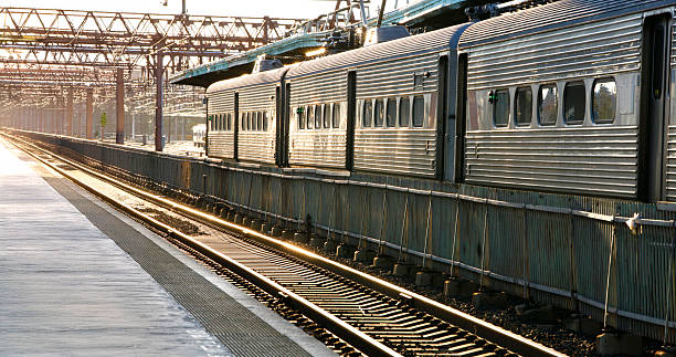 istock Trains ready for commuters at busy terminal. 2214265686