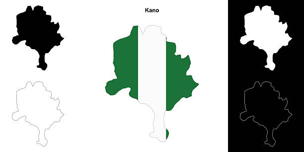 sada obrysových map státu kano - kano stock ilustrace