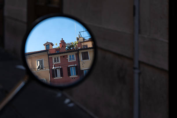 istock Reflection of buildings in a mirror 2214275456