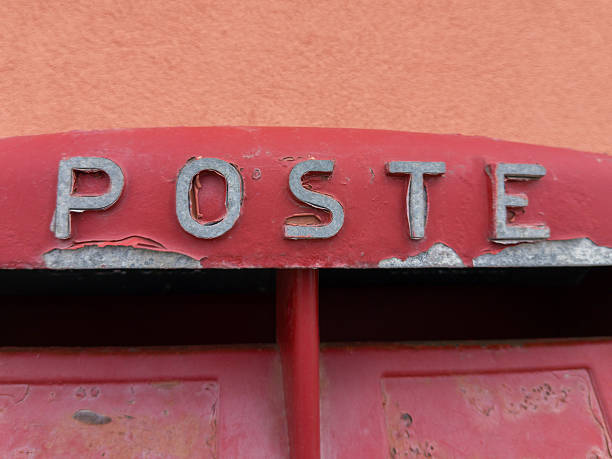istock Vintage red Italian post box with lettering 2214280277