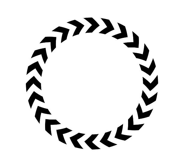 Chevron arrow circle. Chevron shape round frame. Motion direction road border. Triangle arrow sign. Warning repeat stripe. Circle arrow icon. Vector illustration isolated on white background Chevron arrow circle. Chevron shape round frame. Motion direction road border. Triangle arrow sign. Warning repeat stripe. Circle arrow icon. Vector illustration isolated on white background. road chevron warning signs stock illustrations