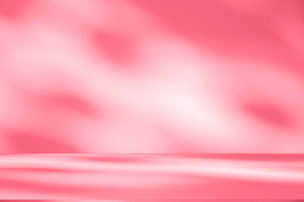 istock Wall interior background, studio, and backdrops show products. with shadow from window color white and pink light. background for text insertion and presentation of product 2214300496