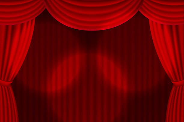 istock Stage spotlight and red curtain stage background - award ceremony style 2214301950