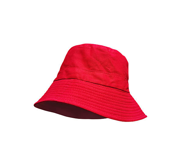 istock Red bucket hat isolated on white background. 2214314369