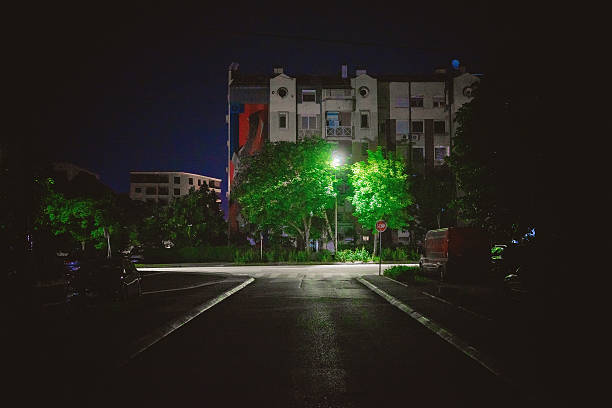 istock Night scene on the street during spring, Cacak in Serbia 2214318241