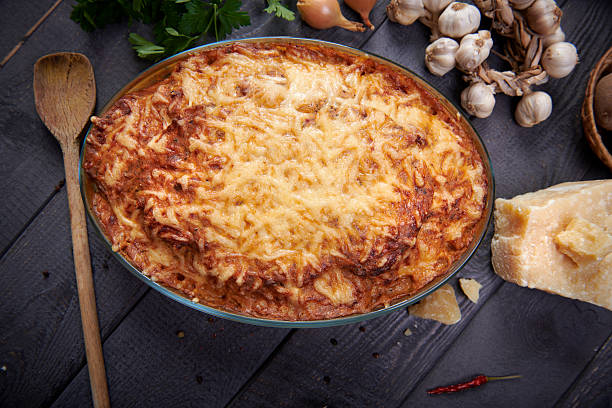istock Homemade cheese pie with potatoes and meat 2214323210