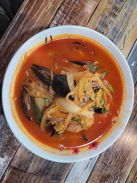 Korean spicy seafood noodle