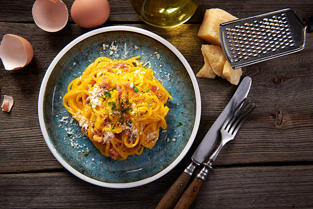 istock Delicious carbonara pasta close up 2214324120