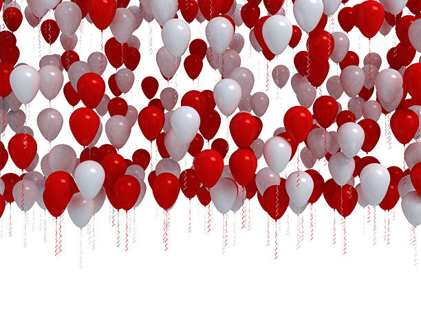 istock Red and white party balloons isolated background 2214325362